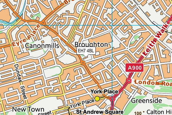 EH7 4BL map - OS VectorMap District (Ordnance Survey)