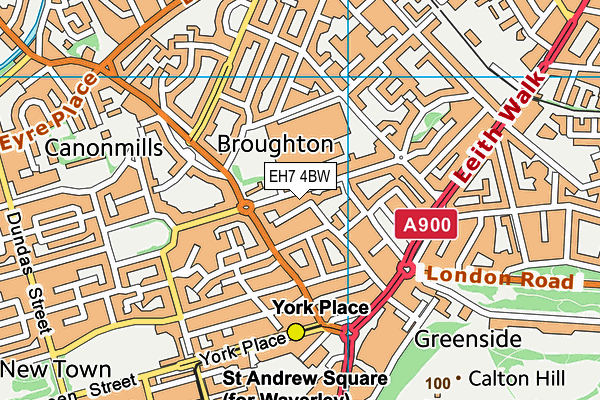 EH7 4BW map - OS VectorMap District (Ordnance Survey)