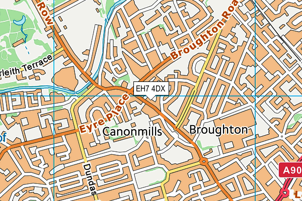 EH7 4DX map - OS VectorMap District (Ordnance Survey)