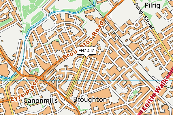 EH7 4JZ map - OS VectorMap District (Ordnance Survey)