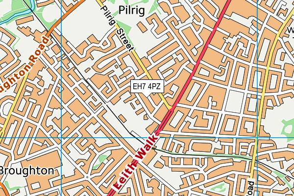 EH7 4PZ map - OS VectorMap District (Ordnance Survey)