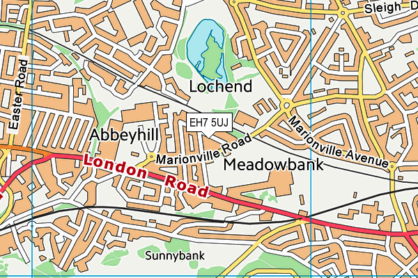 EH7 5UJ map - OS VectorMap District (Ordnance Survey)