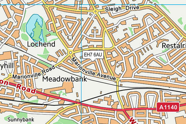 EH7 6AU map - OS VectorMap District (Ordnance Survey)