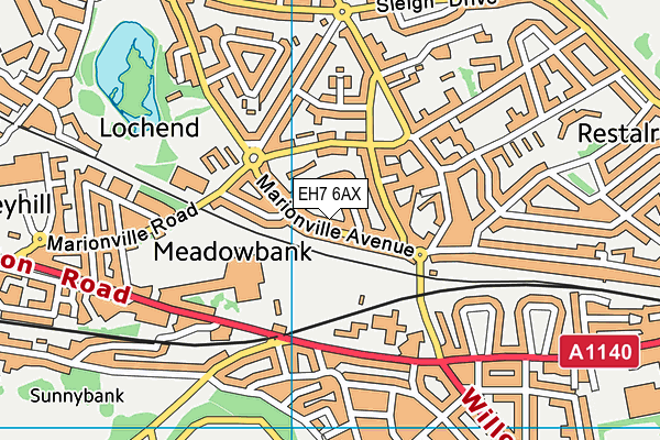 EH7 6AX map - OS VectorMap District (Ordnance Survey)