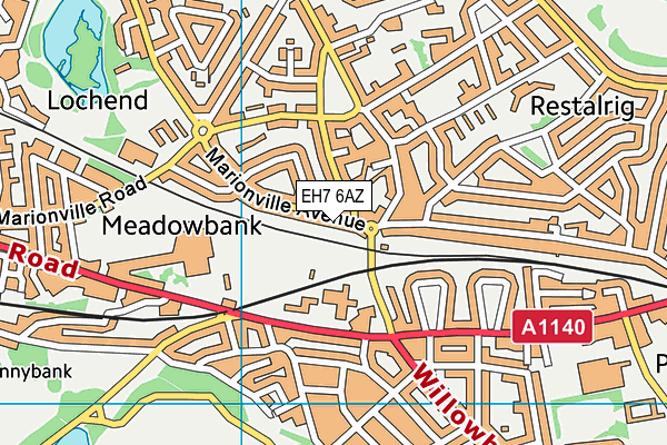 EH7 6AZ map - OS VectorMap District (Ordnance Survey)