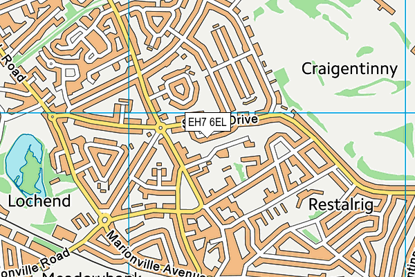 EH7 6EL map - OS VectorMap District (Ordnance Survey)