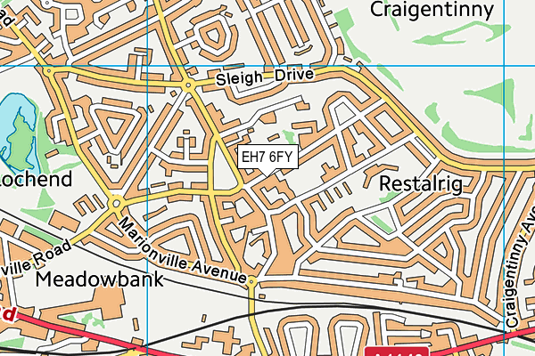 EH7 6FY map - OS VectorMap District (Ordnance Survey)