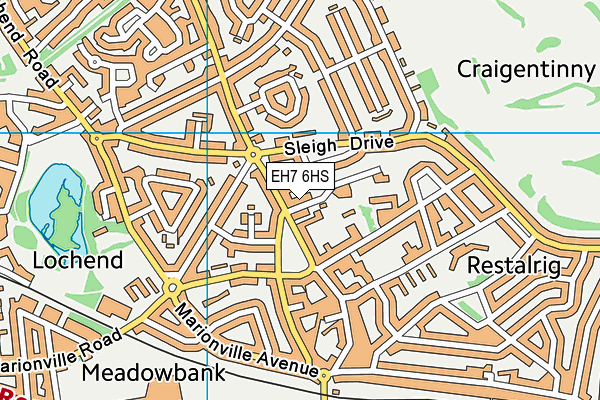 EH7 6HS map - OS VectorMap District (Ordnance Survey)