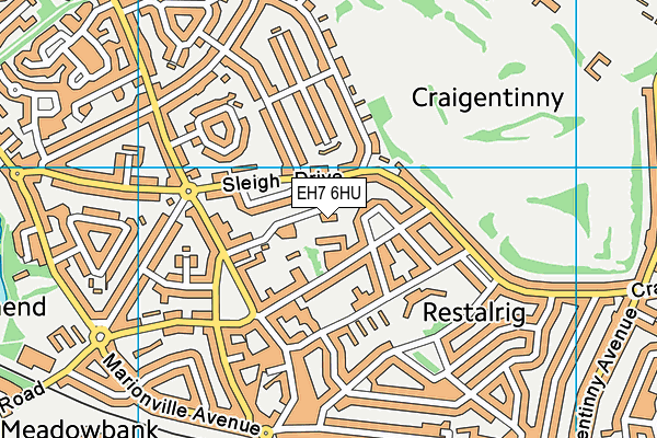 EH7 6HU map - OS VectorMap District (Ordnance Survey)