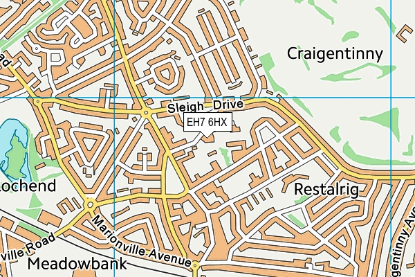 EH7 6HX map - OS VectorMap District (Ordnance Survey)