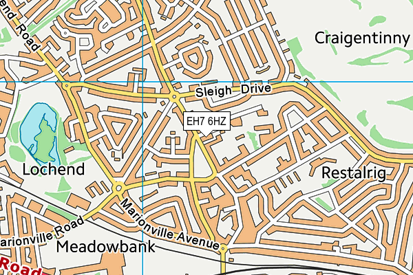 EH7 6HZ map - OS VectorMap District (Ordnance Survey)