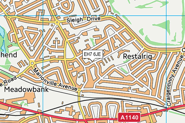 EH7 6JE map - OS VectorMap District (Ordnance Survey)