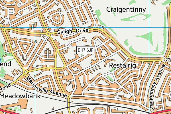 EH7 6JF map - OS VectorMap District (Ordnance Survey)