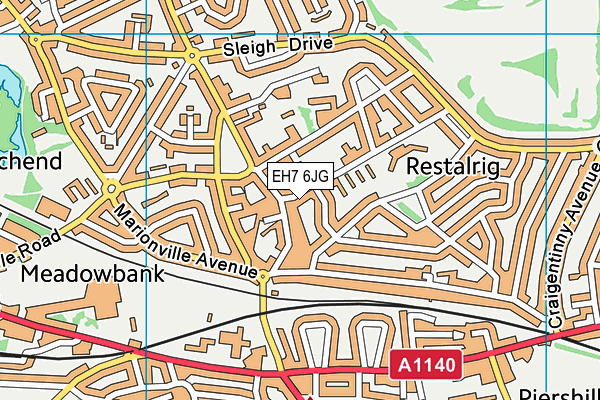 EH7 6JG map - OS VectorMap District (Ordnance Survey)