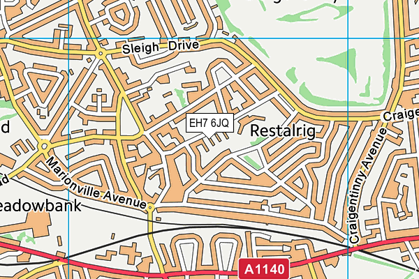 EH7 6JQ map - OS VectorMap District (Ordnance Survey)