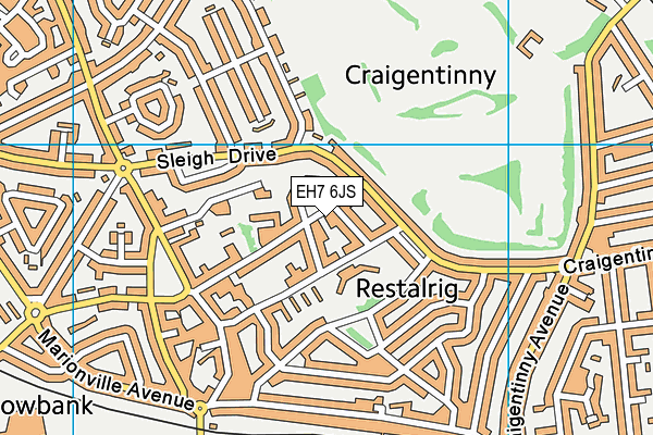 EH7 6JS map - OS VectorMap District (Ordnance Survey)