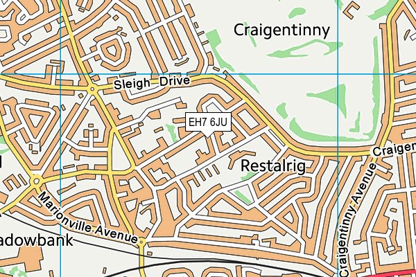 EH7 6JU map - OS VectorMap District (Ordnance Survey)