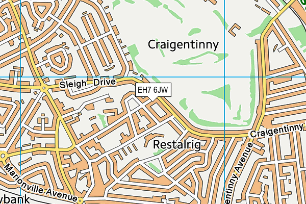 EH7 6JW map - OS VectorMap District (Ordnance Survey)