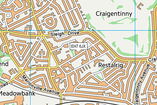 EH7 6JX map - OS VectorMap District (Ordnance Survey)