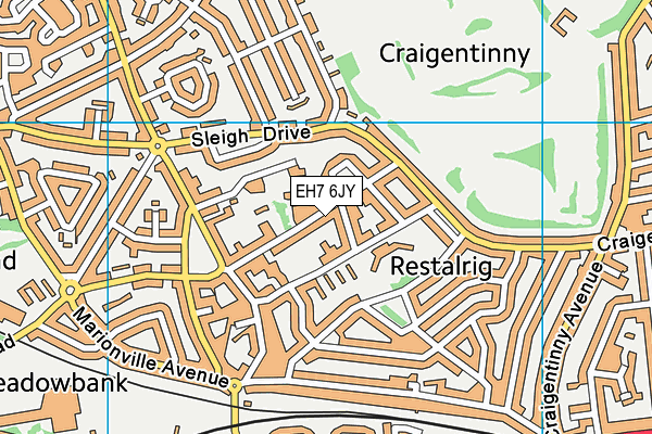 EH7 6JY map - OS VectorMap District (Ordnance Survey)