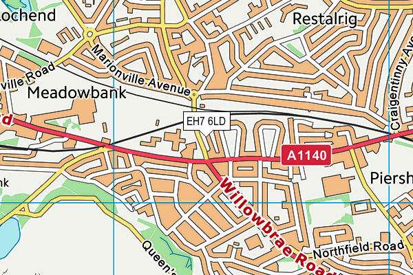 EH7 6LD map - OS VectorMap District (Ordnance Survey)