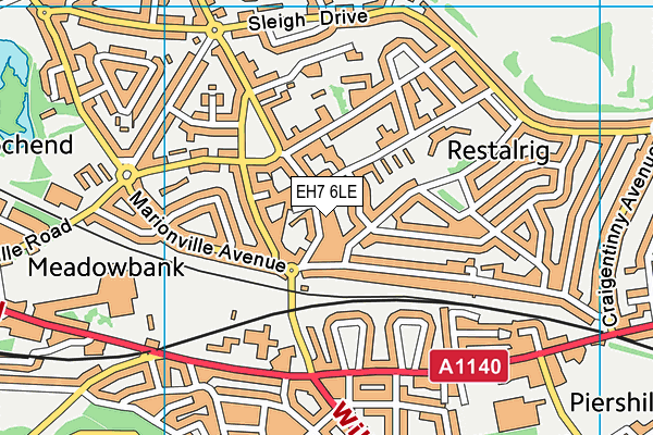 EH7 6LE map - OS VectorMap District (Ordnance Survey)
