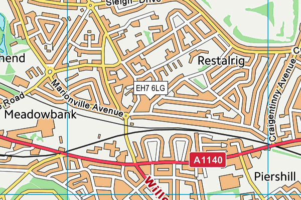 EH7 6LG map - OS VectorMap District (Ordnance Survey)