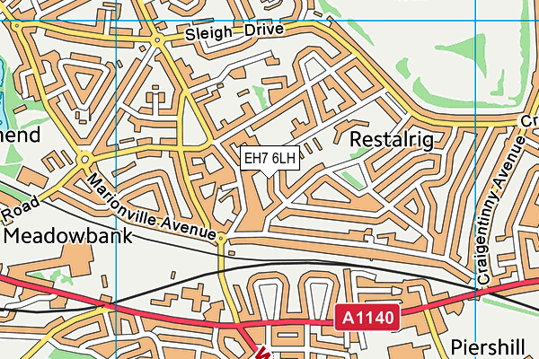 EH7 6LH map - OS VectorMap District (Ordnance Survey)