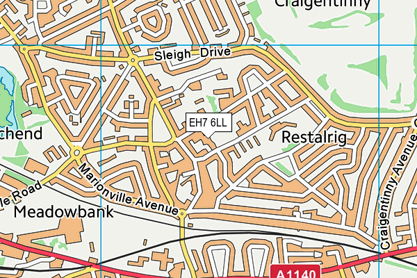 EH7 6LL map - OS VectorMap District (Ordnance Survey)