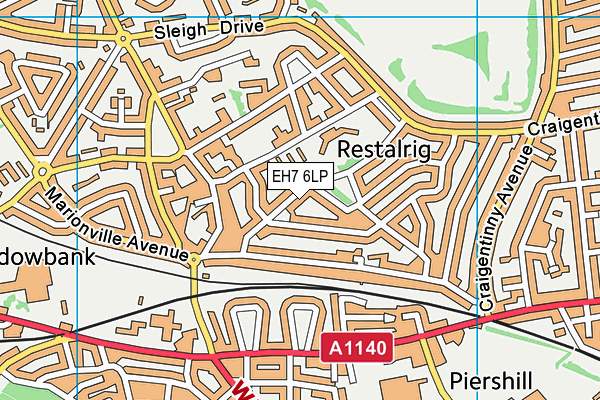 EH7 6LP map - OS VectorMap District (Ordnance Survey)