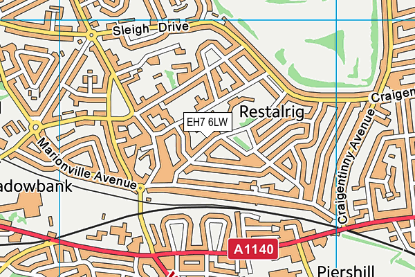 EH7 6LW map - OS VectorMap District (Ordnance Survey)