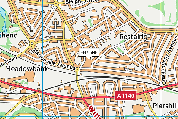 EH7 6NE map - OS VectorMap District (Ordnance Survey)