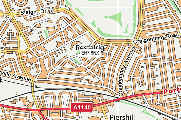 EH7 6NX map - OS VectorMap District (Ordnance Survey)