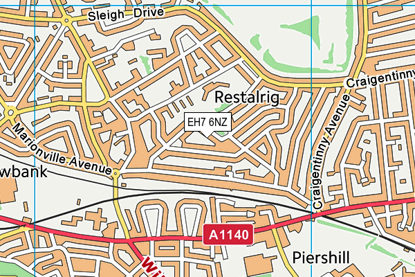 EH7 6NZ map - OS VectorMap District (Ordnance Survey)