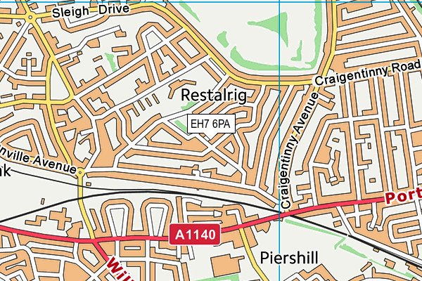 EH7 6PA map - OS VectorMap District (Ordnance Survey)