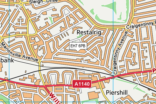 EH7 6PB map - OS VectorMap District (Ordnance Survey)