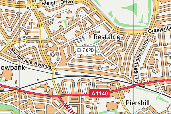 EH7 6PD map - OS VectorMap District (Ordnance Survey)