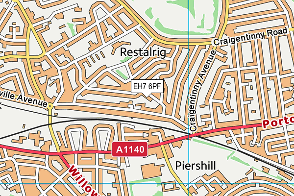 EH7 6PF map - OS VectorMap District (Ordnance Survey)