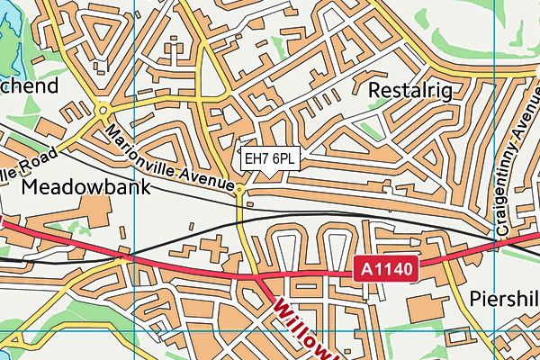 EH7 6PL map - OS VectorMap District (Ordnance Survey)