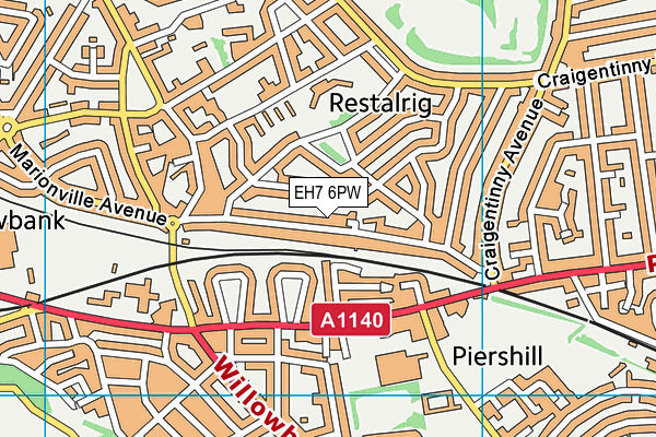 EH7 6PW map - OS VectorMap District (Ordnance Survey)