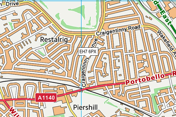 EH7 6PX map - OS VectorMap District (Ordnance Survey)