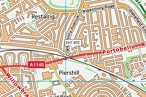 EH7 6PZ map - OS VectorMap District (Ordnance Survey)