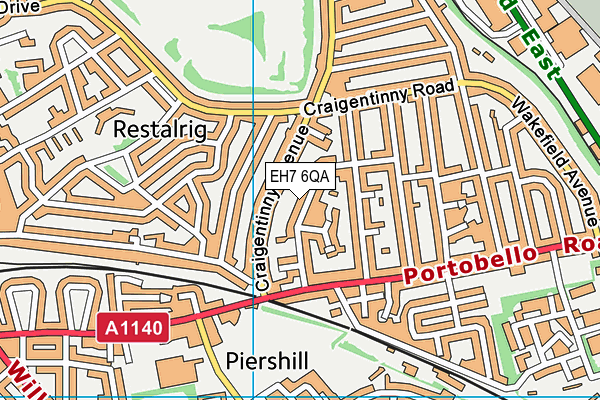 EH7 6QA map - OS VectorMap District (Ordnance Survey)