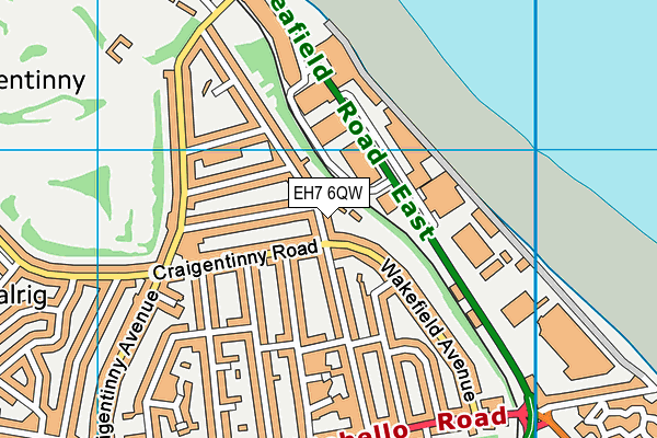 EH7 6QW map - OS VectorMap District (Ordnance Survey)