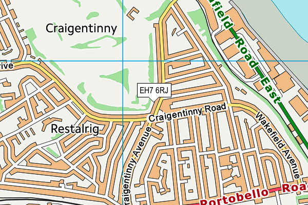 EH7 6RJ map - OS VectorMap District (Ordnance Survey)