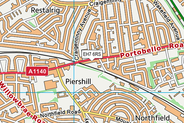 EH7 6RS map - OS VectorMap District (Ordnance Survey)