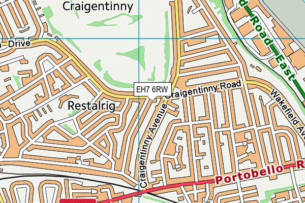 EH7 6RW map - OS VectorMap District (Ordnance Survey)