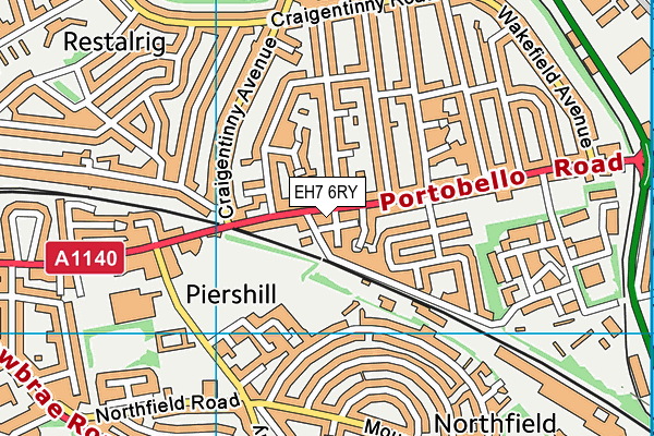 EH7 6RY map - OS VectorMap District (Ordnance Survey)