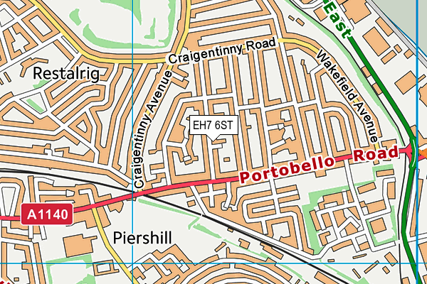 EH7 6ST map - OS VectorMap District (Ordnance Survey)