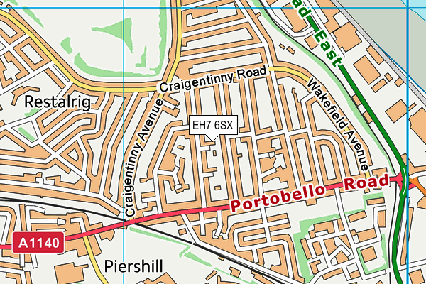 EH7 6SX map - OS VectorMap District (Ordnance Survey)